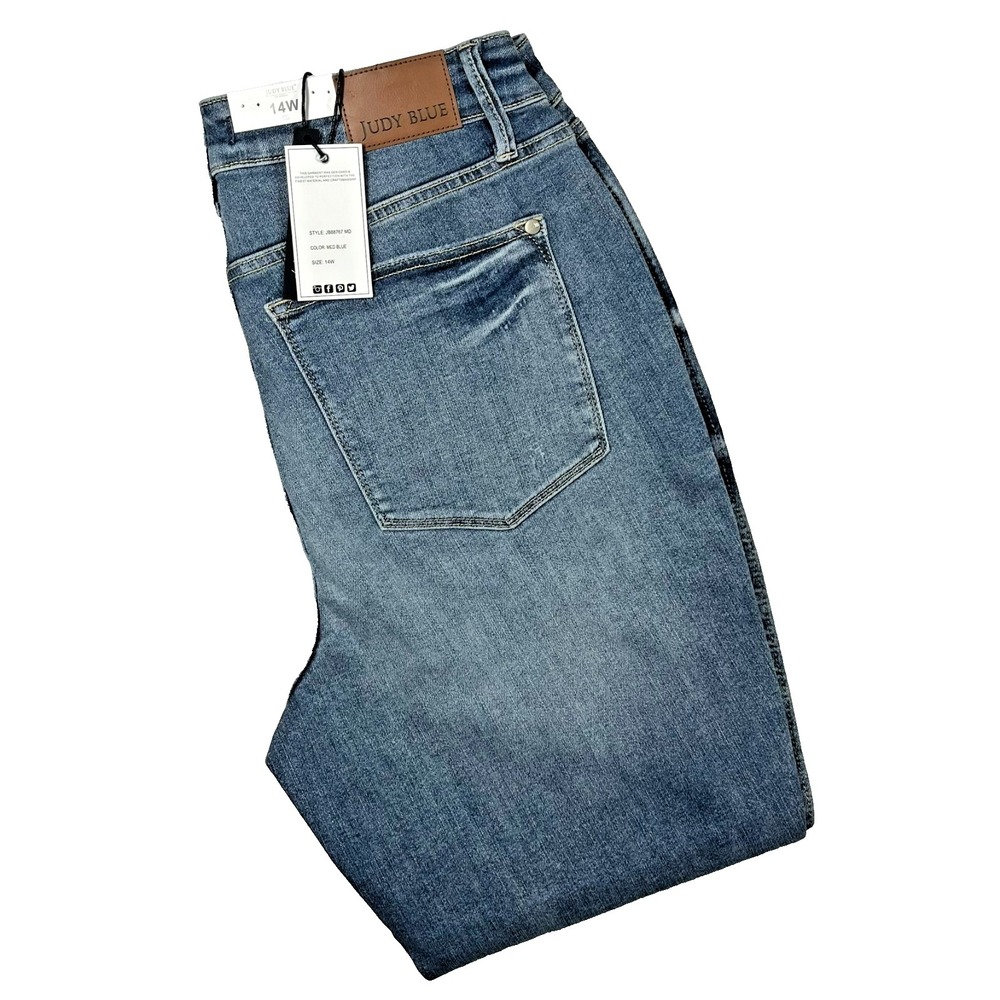 Judy Blue Skinny Jeans Womens 14W (Fits 32x29) Blue High Rise Tummy Control